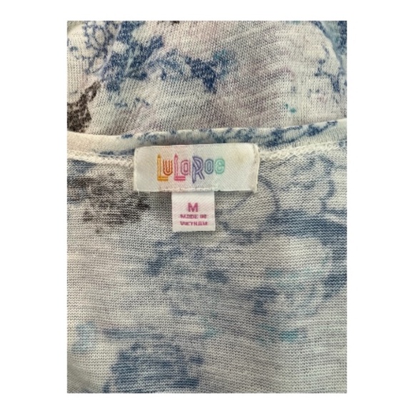 โจ EUC Lularoe Blue White Gray Floral Maxi Open Front Cardigan | Size M - Picture 6 of 8